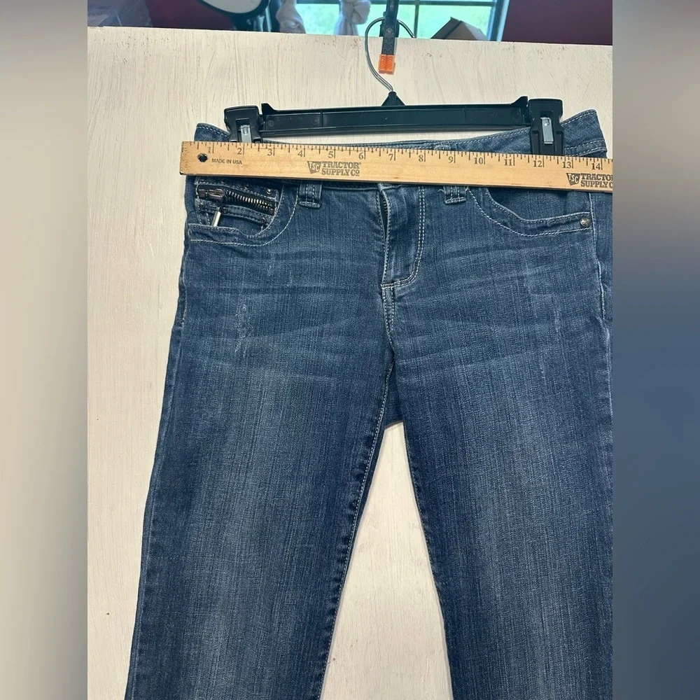 Cache Bootcut Jeans Size 2 Dark Wash Embellished Back Pockets Mid Rise - Picture 9 of 10